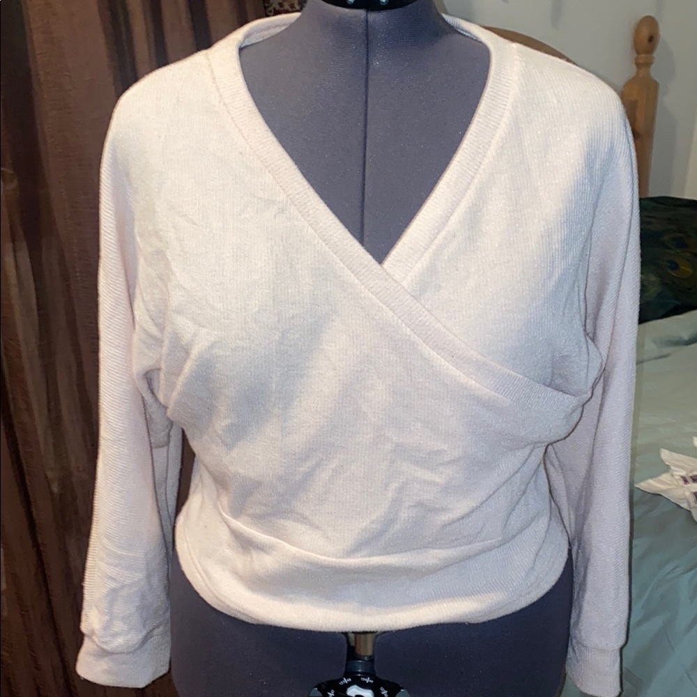 * SHEIN Cream Relaxed - faux Wrap knit top